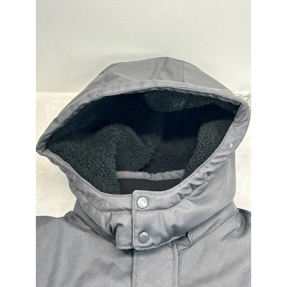 Nautica Competition Coat Mens XL 18-20 Grey Black Quilted Hooded Heavy Parka